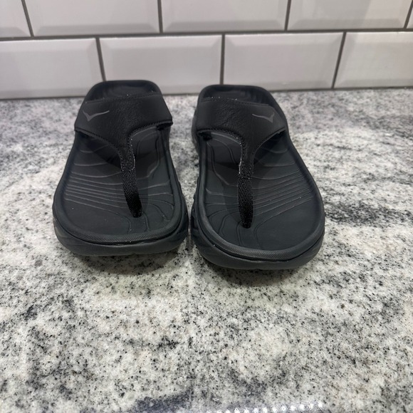 Hoka One One Men's 8 Ora Recovery‎ Flip Flops Black Womens 10 Comfort - Picture 2 of 9